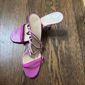 Gucci Pink Strappy Mid-Heel Slide Sandals